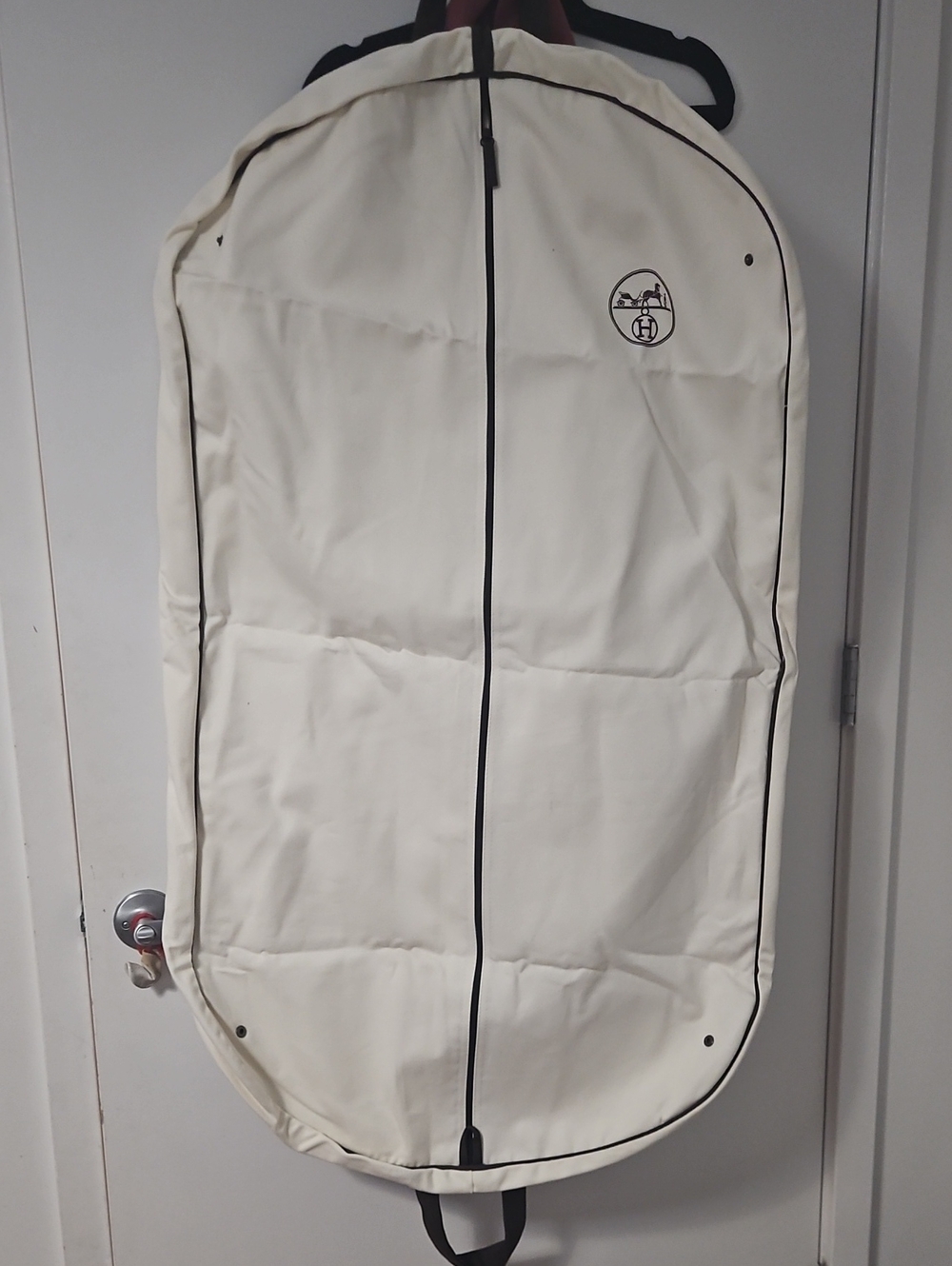 Hermes Cream Garment Cover with Black Trim